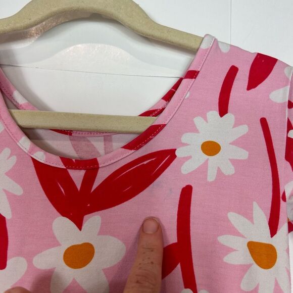 Hanna Andersson Dress Girls 6 Pink Red Floral Twirl Skater Floral Cotton Stretch - Picture 5 of 12